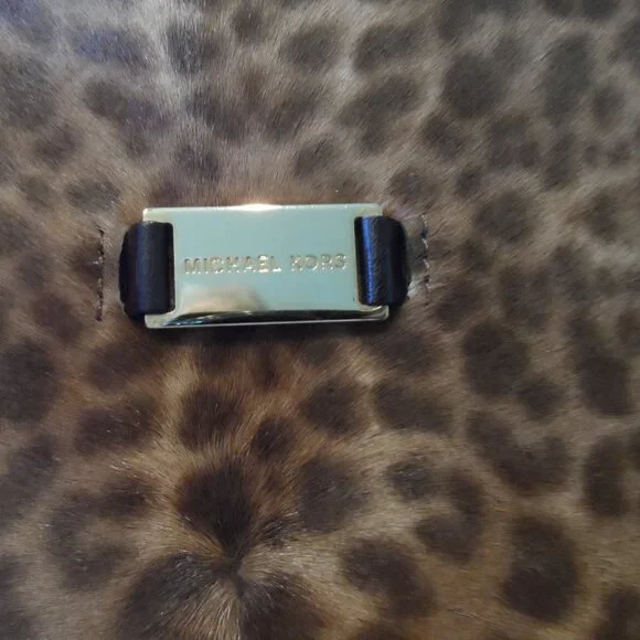 New Michaek Kors Collection Brown Leopard Calf Hair/Croc Print Leather Bag - Picture 8 of 16